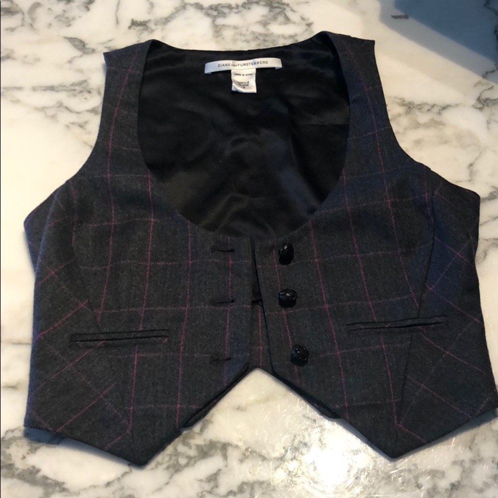 Diane Von Furstenberg Charcoal Gray/Purple Vest